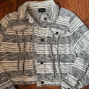 1. State Black and White Striped Jacket